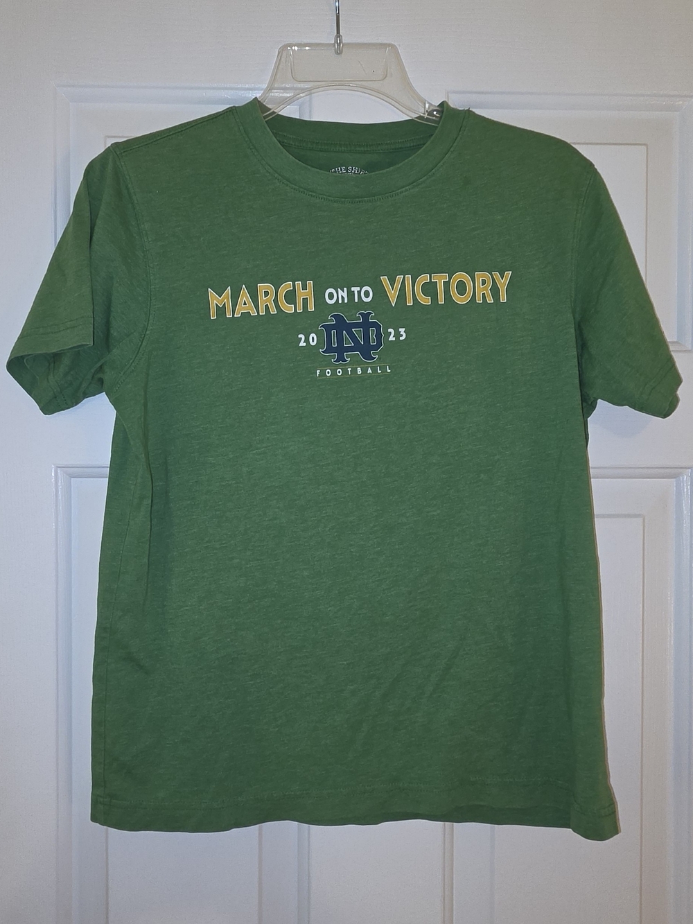 Notre Dame 'March On To Victory' The Shirt, 2023 Green Crew Neck T-Shirt
